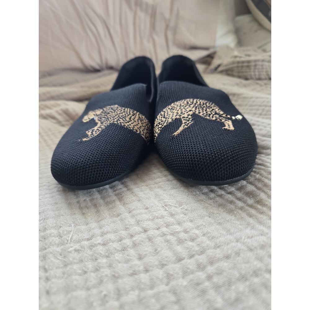 Vivaia Audrey Round-Toe Embroidered Loafer Black Cheetah Size 8.5 cat comfort - Picture 9 of 12
